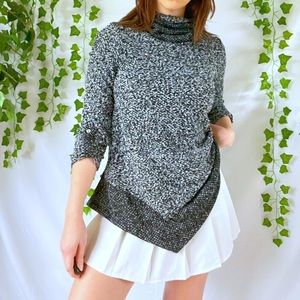 NWT gray and black hanky hem flowy turtleneck sweater